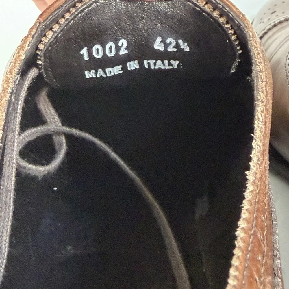 M GEMI Italian Leather Cap Toe Brogue Men 9.5 42.5 Oxford Dress Shoes Spade Sole